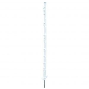 Hvid plast hegnspæl til 10 tråde, 105 cm