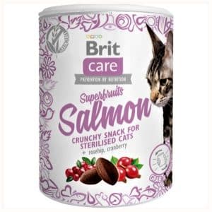 Dåse med Brit Care kattesnack med laks