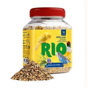Plastbøtte med frø til fugle fra RIO