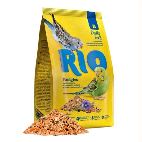 Gul pose med 1 kg undulatfoder fra RIO