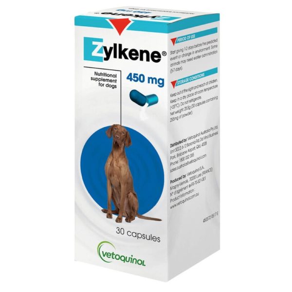 Hvid pakke med Zylkéne til hunde, 450 mg
