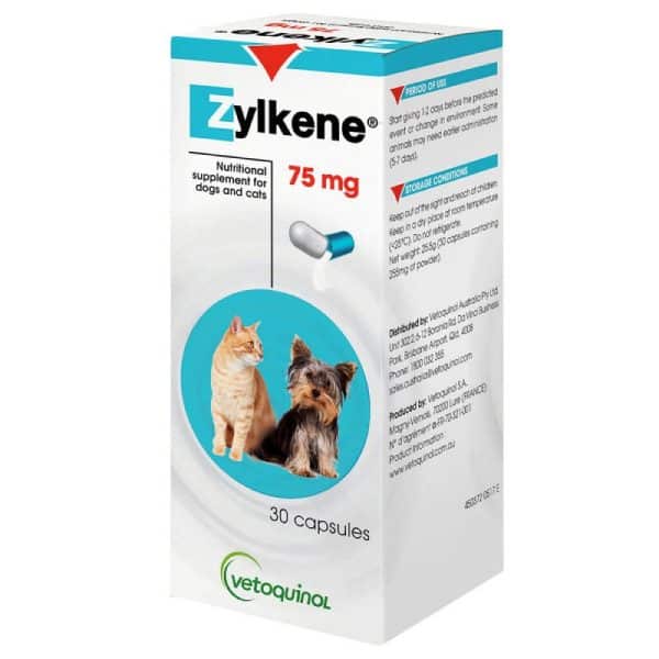 Hvid pakke med Zylkéne til hunde/katte, 75 mg