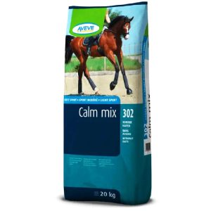 Blå sæk med 20 kg Aveve Calm Mix, til nervøse heste